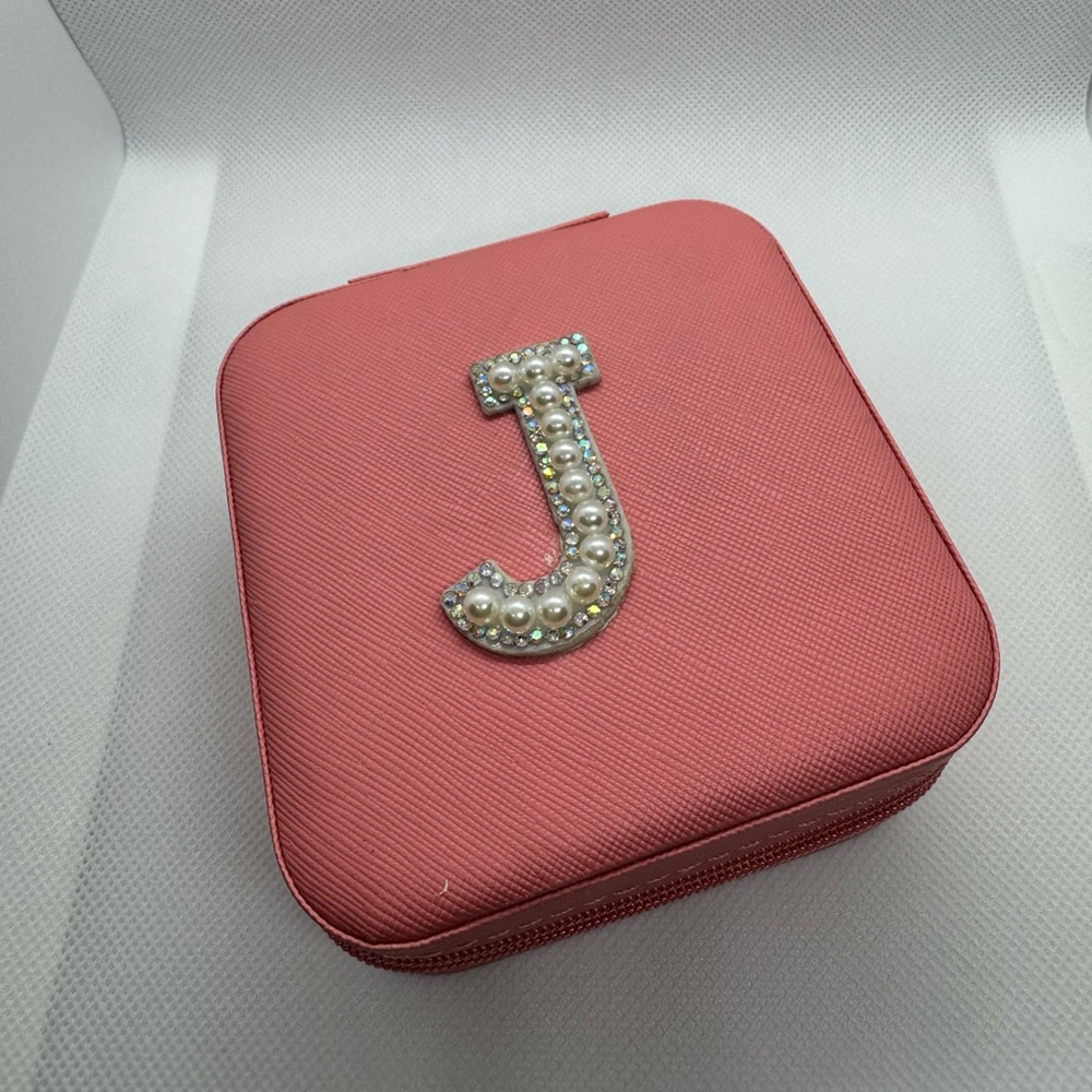 Elegant Pink Jewelry Box with Pearl Initial